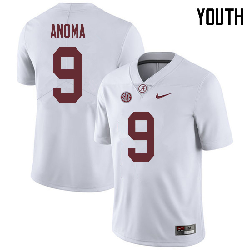Alabama Crimson Tide Youth Eyabi Anoma #9 White NCAA Nike Authentic Stitched 2018 College Football Jersey WH16O10ME